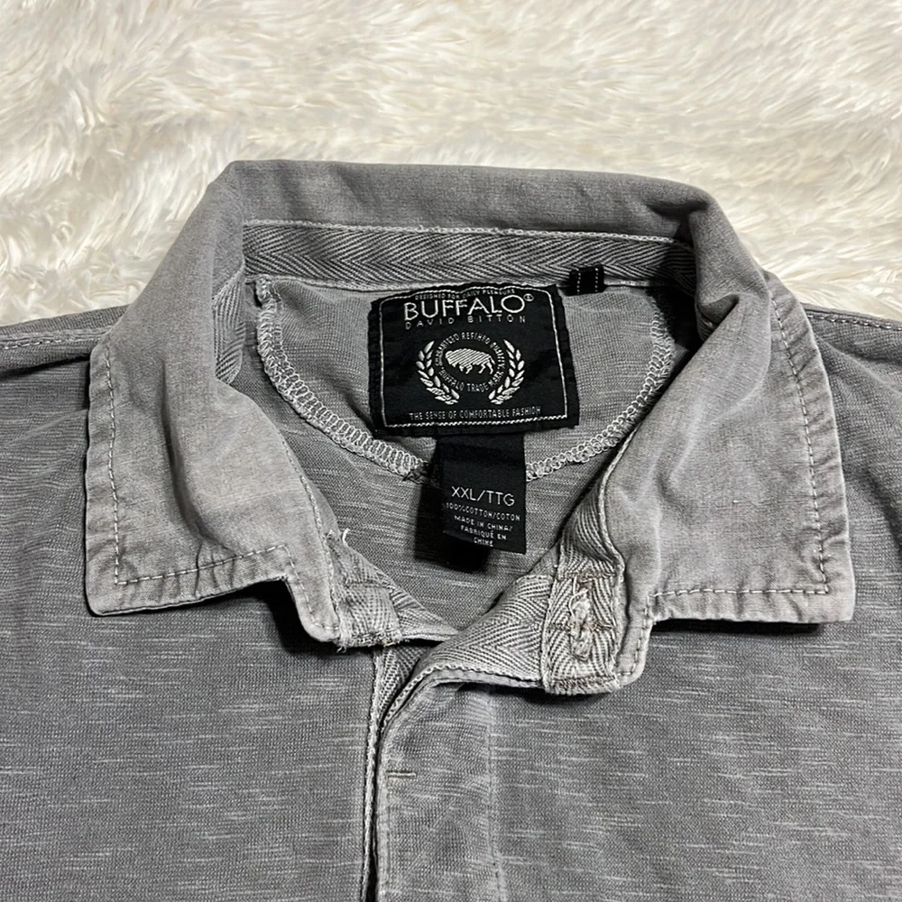 Buffalo David Bitton gray cotton polo shirt Size XXL - Picture 4 of 12